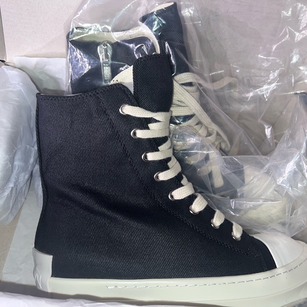 Rick Owens Black High-Top Sneakers